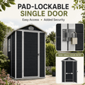 Seizeen 4 x 6 FT Plastic Storage Shed with Floor, Sloped Roof Outdoor Resin Shed with Window & Vents, Lockable Garden Tool Shed for Backyard Patio Lawn, Black