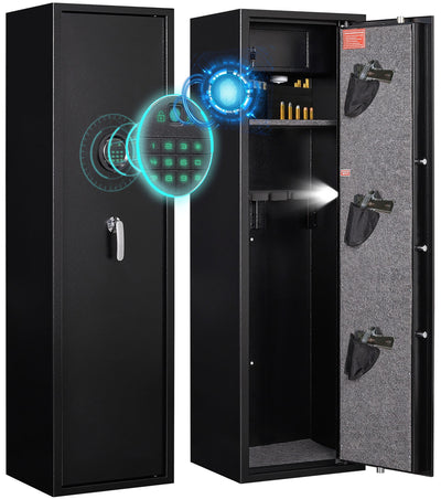 Seizeen Electronic Digital Gun Safe, 5 Long Gun Storage Cabinet, Black, Includes Emergency Key