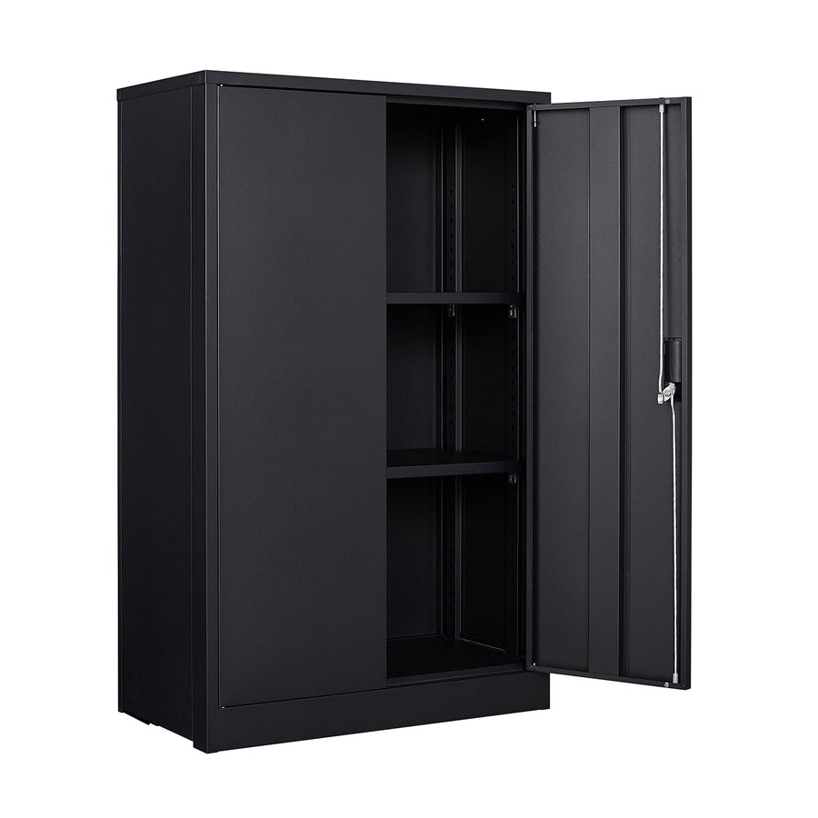 47" Metal Cabinet, Seizeen Garage Storage Cabinet with Adjustable Shelves, Pegboard and Hooks, Wall-Mountable Steel Cabinet for Workshop, Warehouse and Utility Room