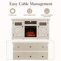 Seizeen Fireplace TV Stand for 60'' TV, 55''L Entertainment Center TV Cabinet, Farmhouse Media Console W/Large Storage, Remote Control for Fireplace, Infrared Heater & Virtual Flame, Gray Wash
