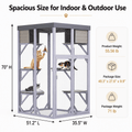 Outdoor Wooden Catio, 70 in Tall Cat Enclosure with 4 Platforms, 2 Napping Houses, Detachable Waterproof Cover and Galvanized Wire, for Indoor Outdoor Use