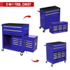 Tool Chest with Drawers, 2-IN-1 Rolling Tool Chest & Cabinet Large Capacity with 8 Drawers, Lockable Tool Box Organizer On Wheels with Sliding Drawers, Hidden Double Tool Box, Blue