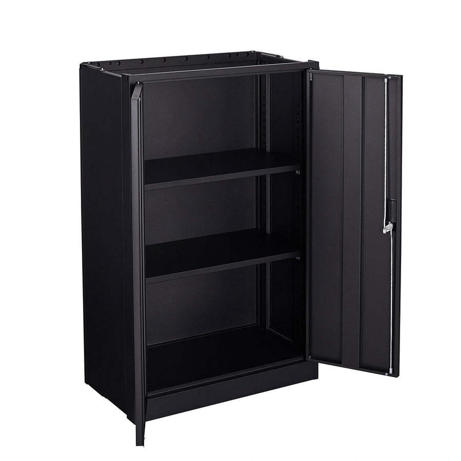 47" Metal Cabinet, Seizeen Garage Storage Cabinet with Adjustable Shelves, Pegboard and Hooks, Wall-Mountable Steel Cabinet for Workshop, Warehouse and Utility Room
