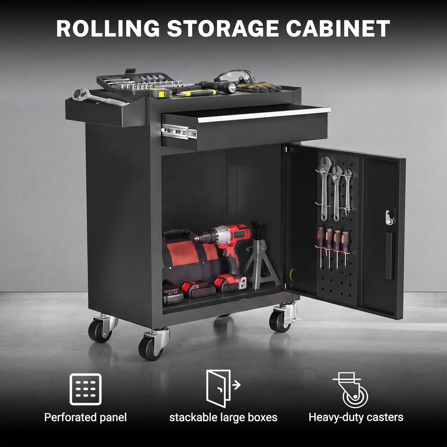 Tool Chest, 5-Drawer Rolling Tool Storage Cabinet with Detachable Top Tool Box, Universal Lockable Wheels