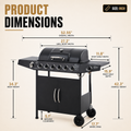 Seizeen 6 Burner Propane Gas Grill, 59000 BTU BBQ with Side Burner, 576 Sq In Cooking Area, Porcelain-Enameled Grates