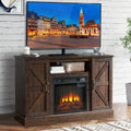 TV Stand with Fireplace for 55'' TV - Electric Fireplace TV Stand W/ Remote Control & Virtual Flame, Adjustable Fireplace Entertainment Center TV Console with Storage for Home Living Room, Brown