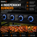 4 Burner Propane Gas Grill with Side Burner, 42000 BTU Stainless Steel BBQ Grill with Cast Iron Grates, 534 Sq In Cooking Area, Outdoor Barbecue Grill with Side Tables for Patio Backyard Cooking