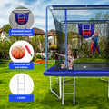 2-IN-1 Rectangle Trampoline with Enclosure Net, 8x12FT Extra Large Kids Adult Trampoline Heavy-Duty Supports, Upgraded Trampoline W/Basketball Hoop, Soccer Target, Shoe Bag, Ladder