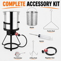 Outdoor Turkey Fryer Kit, 30QT Aluminum Deep Fryer and Seafood Boil Pot, 55,000 BTU Propane Burner with 32.3-Inch Iron Tripod Stand, Basket, Poultry Rack, Thermometer and Injector