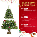 3pcs Pre-lit Christmas Decoration Set, 2 Packs 4''Christmas Entrance Trees and 9' Garland, Green Artificial Xmas Decorative Set for Door Fireplace W/Warm Lights