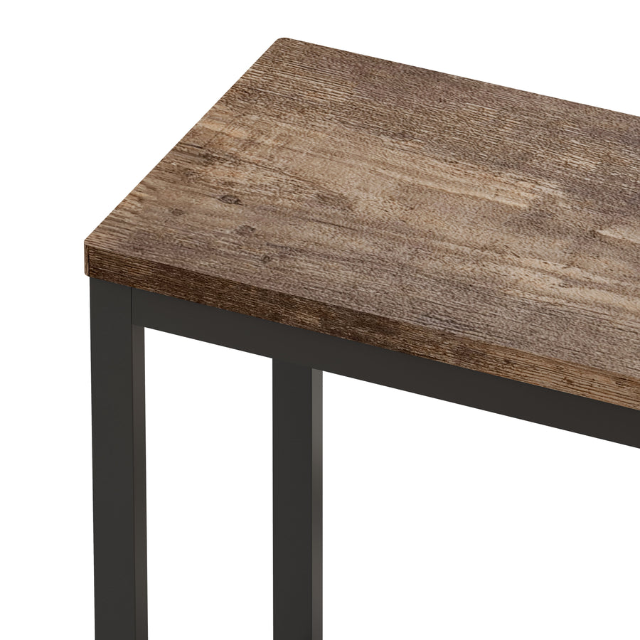 Modern High Top Table Set for 3, Rectangle Kitchen Dining Table Set Metal Frame, Small Space Counter Height Pub Bistro Set with 1 Table & 3 Stools, Natural
