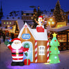 Lighted Christmas Decoration for Outdoor, Seizeen Blow Up Inflatable Gingerbread House W/Santa & Christmas Tree with Light, Quick Assembly Patio Yard Party Pre-lit Xmas Decoration, 7FT Tall