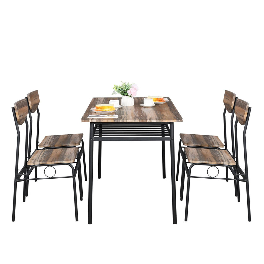 Seizeen Dining Table Set for 4, 5 Pieces Modern Dining Room Set W/ 43.3''L Table & 4 Chairs, Rectangle Table and Chair Breakfast Nook Set W/Storage Shelf, New Natural Color