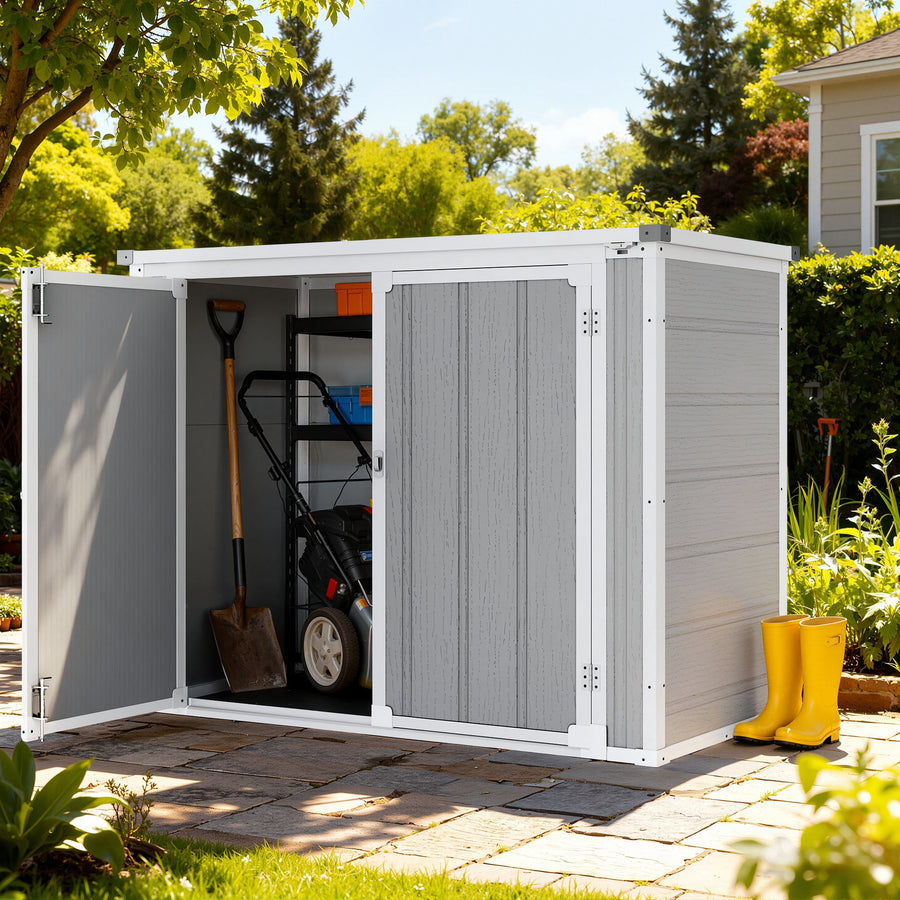 306GAL Outdoor Storage Box, 1170L Patio Deck Box and Resin Shed, Waterproof Storage Cabinet for Garden Tool Garbage Cans, 3 Doors, Quick Assembly