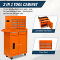 Tool Box, Seizeen Rolling Tool Chest, Stainless Steel Tool Box with Brake Wheels and 4 Drawers, Detachable Tool Cart, Orange