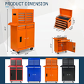 Tool Box, Seizeen Rolling Tool Chest, Stainless Steel Tool Box with Brake Wheels and 4 Drawers, Detachable Tool Cart, Orange
