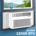 12000BTU Window Air Conditioner, Fast Cooling Window AC Unit with Dehumidifier, Super Quiet AC APP/WIFI Control, Energy Saver&Sleep Mode, 4-Way Airflow, 24H Timer, Fresh Air Vent for 550SQ.FT