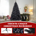 7.5 FT Pre-Lit Black Artificial Christmas Tree with 1350 Branch Tips, 400 LED Lights, Remote Control & 11 Lighting Modes, Hinged Pine Tree for Holiday Home Office Party Decoration