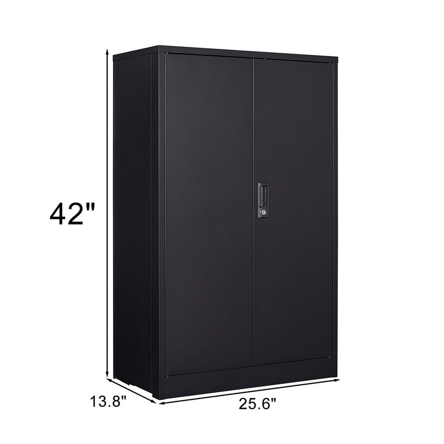 47" Metal Cabinet, Seizeen Garage Storage Cabinet with Adjustable Shelves, Pegboard and Hooks, Wall-Mountable Steel Cabinet for Workshop, Warehouse and Utility Room