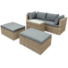 Outdoor Patio Sofa Set, Terrace Furniture Sectional Sofa With Ottomans And Cushions, Patio Wicker Rattan Conversation Sets, Gray