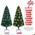 Seizeen 7FT Pre-Lit Christmas Tree, Artificial Xmas Tree with Light Stars and Color-changing Fiber Lights, Holiday Decoration Full Tree for Indoor