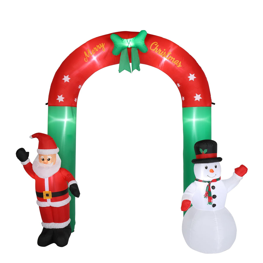 Outdoor Christmas Decoration Inflatable, Seizeen 8FT Tall Santa Snowman Arch with Built-in LED Lights, Outside Pre-lit Inflatable Xmas Decor Quick Assembly for Yard Patio Lawn Garden Party