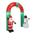 Lighted Christmas Decoration for Outdoor, Seizeen Inflatable Santa & Snowman Arch with 7 Lights, Quick Assembly Patio Yard Party Pre-lit Xmas Decoration, 8FT Tall