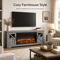 75" Fireplace TV Stand for TVs up to 80", Entertainment Center with 44" Electric Fireplace, 1500W Infrared Quartz Heater, Remote Control and Timer, TV Media Console Cabinet  w/2 Doors & Shelves