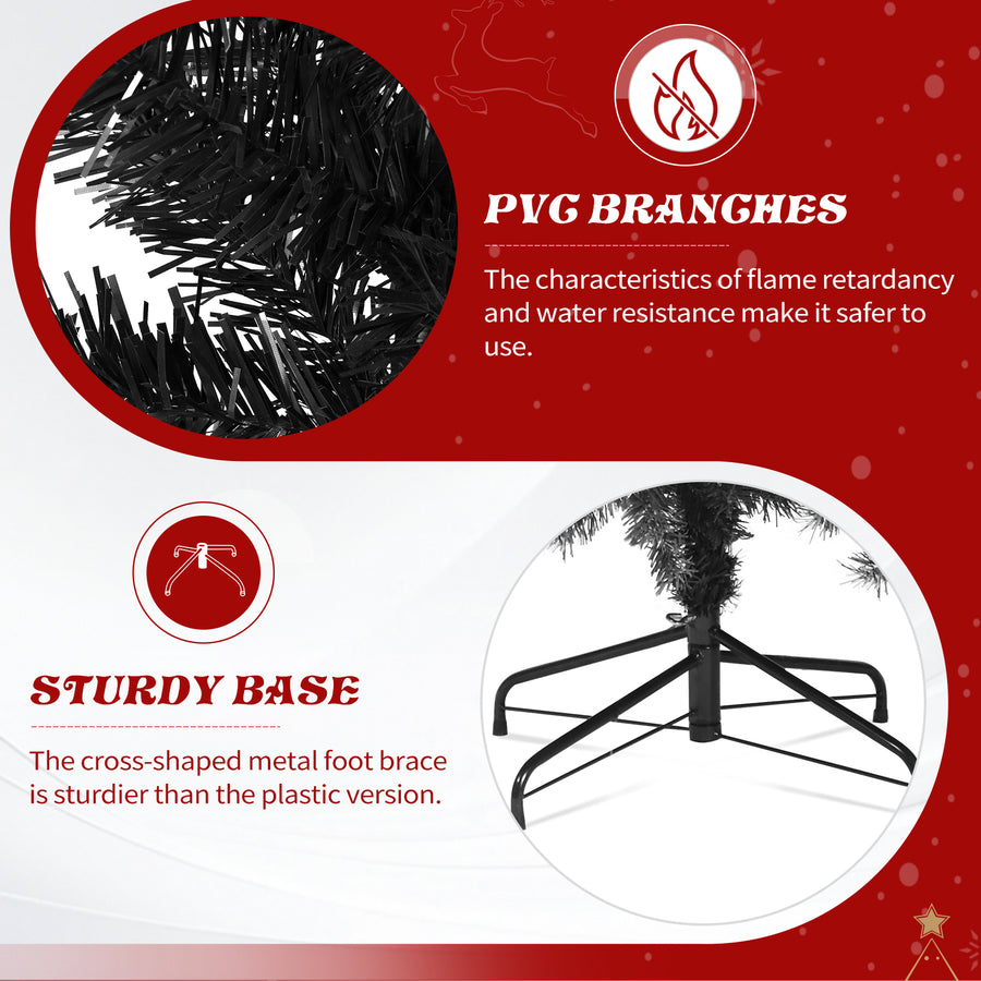 7.5 FT Pre-Lit Black Artificial Christmas Tree with 1350 Branch Tips, 400 LED Lights, Remote Control & 11 Lighting Modes, Hinged Pine Tree for Holiday Home Office Party Decoration