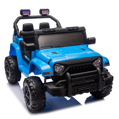 Ride on Toy 12V Electric Car Powered Ride-On with Remote Control, 3 Speeds, MP3 Player, Cool Ride on Truck Cars for Kids, Blue