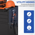 34.3" Rolling Metal Tool Cabinet - Heavy Duty Garage Storage with Lockable Doors & 3 Drawers, Mobile Workbench Organizer for Garage, Workshop, Home