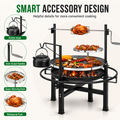 Seizeen Wood Fire Pit, 33'' Round Charcoal Grill Firepit Combo, Outdoor Iron BBQ Grill with Adjustable Cooking Grate, Portable Camping Grill & Outdoor Fireplace for Backyard Patio Picnic