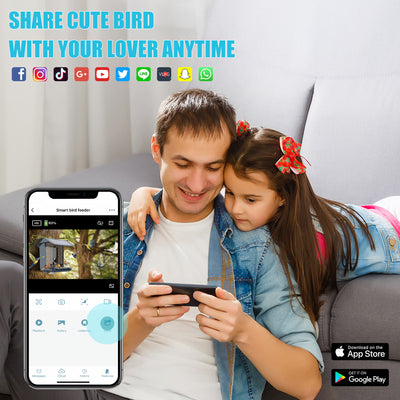 AI Bird Feeder for Outside, Seizeen Solar Bird Feeder with Ultra-wide Camera, 5200mAh Battery, 11000+Bird Recognition, Voice Dialogue, 1080P HP Video, Ideal Birthday Christmas Gift for Man Father