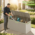 90Gallon Outdoor Storage Box, Seizeen PE Rattan Patio Deck Box with Handles, Black Maze Storage for Outside Furniture Cushions Toys Garden Pool, Maximum Load 485LBS