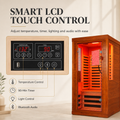 Seizeen Infrared Sauna with Red Light Lamp, 1-2 Persons Indoor Dry Sauna Room with 7 Carbon Crystal Heaters, Low EMF Okoume Wood Home Sauna Beaty Lamp, 7 Color Chromotherapy, Bluetooth Speaker