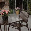 Patio Furniture Set, 5-piece Outdoor Dining Set Wood Grain Top, Plastic Patio Table and Chairs for Deck Yard Balcony Porch, All-weather Steel Frame, 4-person Dining Set for Indoor Outdoor, Brown