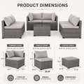 Seizeen Outdoor Furniture, 7PCS Patio Furniture Set Sectional Sofa with Cushions, Front Porch Balcony Furniture Conversation Couch Set with Table