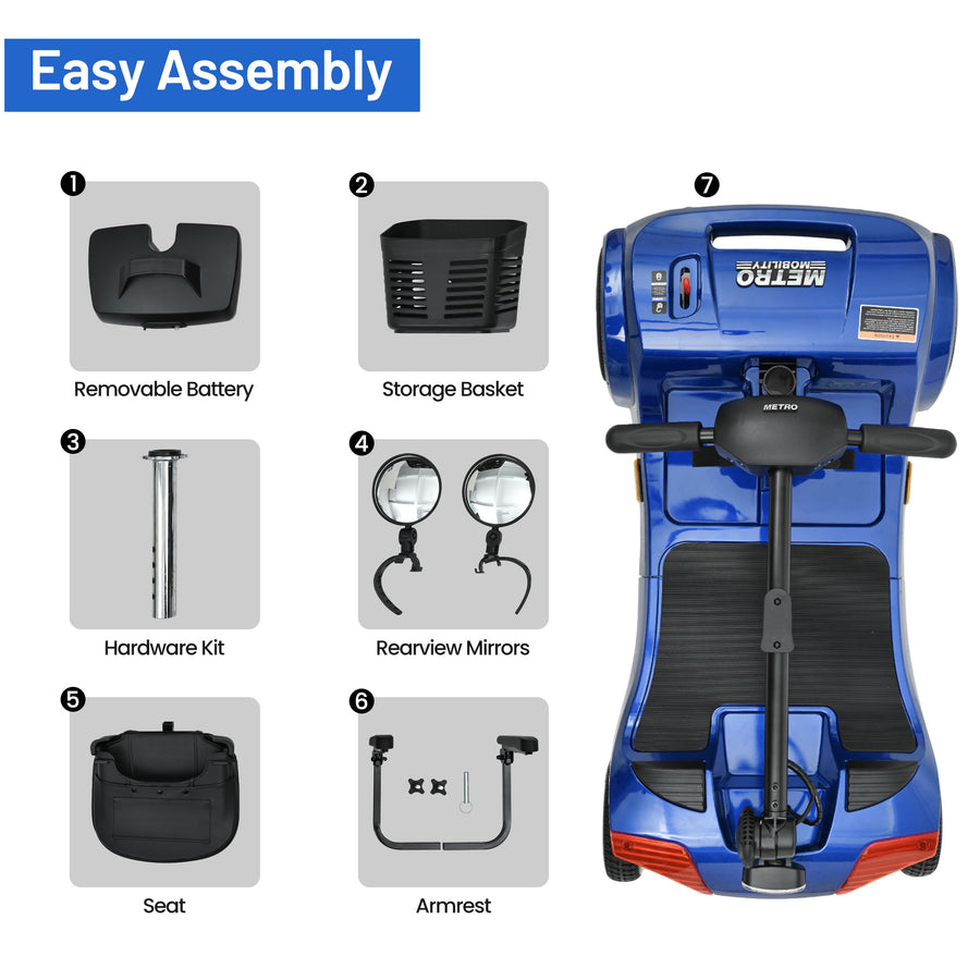SEIZEEN Mobility Scooters for Seniors with Adjustable Seat, Rearview Mirrors, USB Charging Port,Powered Mobility Scooter for Adults,300W Motor,300 lbs Capacity,Blue