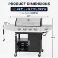 Seizeen 4 Burner Gas Grill with Side Burner, 50,000 BTU Stainless Steel BBQ Grill with Side Shelf, Tank Hook, Towel Rack & Bottle Opener, Outdoor Patio Propane Grill for Backyard, Camping