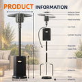 Patio Heaters for Outdoor Use, Propane Heaters w/ 12' Heating Radius, 50000 BTU Heavy Duty Heater w/ Overheating Protection System, Stainless Steel Flame Heater w/ Wheels, Black
