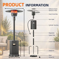 Patio Heaters for Outdoor Use, Propane Heaters w/ 12' Heating Radius, 50000 BTU Heavy Duty Heater w/ Overheating Protection System, Stainless Steel Flame Heater w/ Wheels, Gray