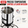 4PCS Outdoor Turkey Fryer Kit, 54,000 BTU Propane Deep Fryer with 30QT & 10QT Aluminum Seafood Boil Pots, Baskets, 32.3-Inch Iron Stand, Poultry Rack, Thermometer and Injector