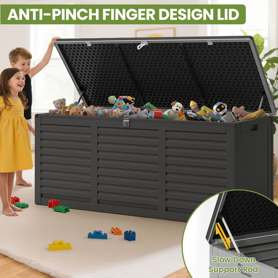 Outdoor Storage Box, 130GAL Waterproof Deck Box, Lockable Pool Patio Storage Indoor Toy Box, Outdoor Storage Bench for Porch, Max Load Weight 600LBS