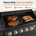 Seizeen 72,000 BTU Powerful Gas Grill, 6-Burner Propane BBQ Grill with Side Burner, w/Cast Iron Grates, Warming Rack, Thermometer