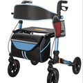 Walkers for Seniors with Seat, Lightweight Folding Aluminum Rolling Rollator Walker, All-Terrain Wheels, Adjustable Height, Dual Hand Brakes, Compact Foldable Mobility Aid for Elderly Adults