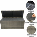 Seizeen Rattan Outdoor Storage Box, XL Wicker Deck Box & Cushion Storage Container, Waterproof Pool Box for Pool Accessories, 113 Gallon Patio Storage Box W/Inner Liner, Grey