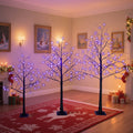 Outdoor Christmas Trees Set of 3, 4FT 5FT 6FT Prelit Artificial Tree All-weather Waterproof, with 2560pcs Timer Warm Lights, DIY Branchs, Holiday Home Decoration, Black