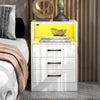 Nightstand for Bedroom, Seizeen White End Table w/ 3 Drawers & Storage Cabinet, USB Charging Station and 16-color LED Lights