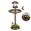 Seizeen Garden Bird Bath, Bronze Round Birdbaths & Bird Feeder Comb with Solar Light, Base Planter, 3 Tiers Bird Bath Garden Decor for Outdoor