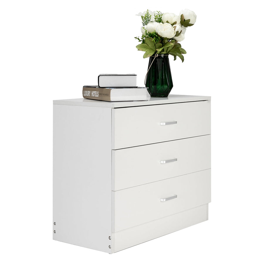 Seizeen 3-Drawer Dresser, White Simple Chest of Drawer for Bedroom, Office File Cabinet Under Desk Storage Drawer, Bedside Nightstand as Side Table